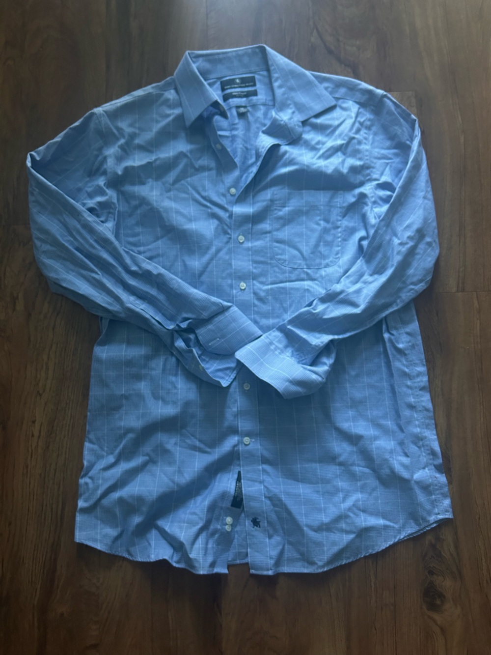 Hart Schaffner Marx Light Blue Windowpane Dress Shirt